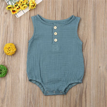 Load image into Gallery viewer, Baby Boys Romper Summer Infant Unisex Newborn Button Sleeveless Girls Solid One-pieces Jumpsuit Baby Cotton Linen Clothes Outfit