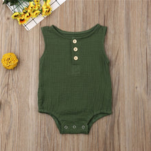 Load image into Gallery viewer, Baby Boys Romper Summer Infant Unisex Newborn Button Sleeveless Girls Solid One-pieces Jumpsuit Baby Cotton Linen Clothes Outfit