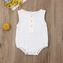 Load image into Gallery viewer, Baby Boys Romper Summer Infant Unisex Newborn Button Sleeveless Girls Solid One-pieces Jumpsuit Baby Cotton Linen Clothes Outfit