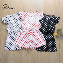 Load image into Gallery viewer, Kids Girls Dot Print Short Sleeve Sweet Jumpsuit Bodysuit Baby Kids Children Casual Outfits Clothes Playsuit 80-120 Size Summer