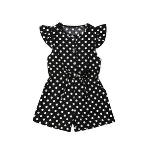 Kids Girls Dot Print Short Sleeve Sweet Jumpsuit Bodysuit Baby Kids Children Casual Outfits Clothes Playsuit 80-120 Size Summer