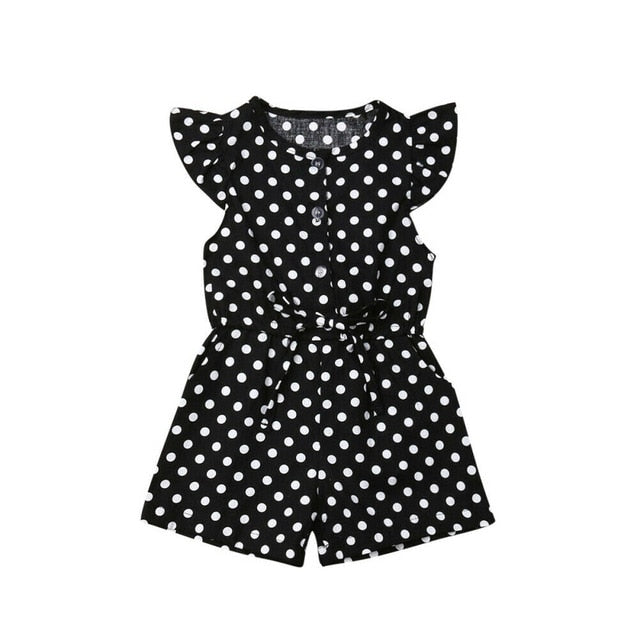 Kids Girls Dot Print Short Sleeve Sweet Jumpsuit Bodysuit Baby Kids Children Casual Outfits Clothes Playsuit 80-120 Size Summer