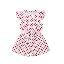Load image into Gallery viewer, Kids Girls Dot Print Short Sleeve Sweet Jumpsuit Bodysuit Baby Kids Children Casual Outfits Clothes Playsuit 80-120 Size Summer