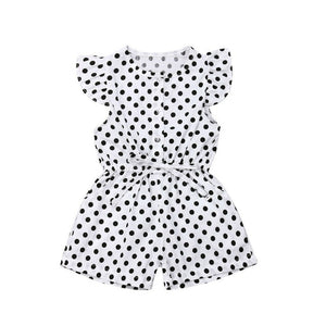 Kids Girls Dot Print Short Sleeve Sweet Jumpsuit Bodysuit Baby Kids Children Casual Outfits Clothes Playsuit 80-120 Size Summer