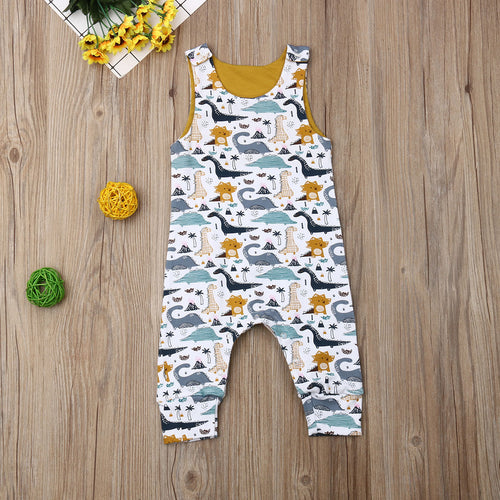 Pudcoco Summer Newborn Baby Boy Girl Clothes Sleeveless Cotton Cute Dinosaur Print Romper Jumpsuit One-Piece Outfit Playsuit