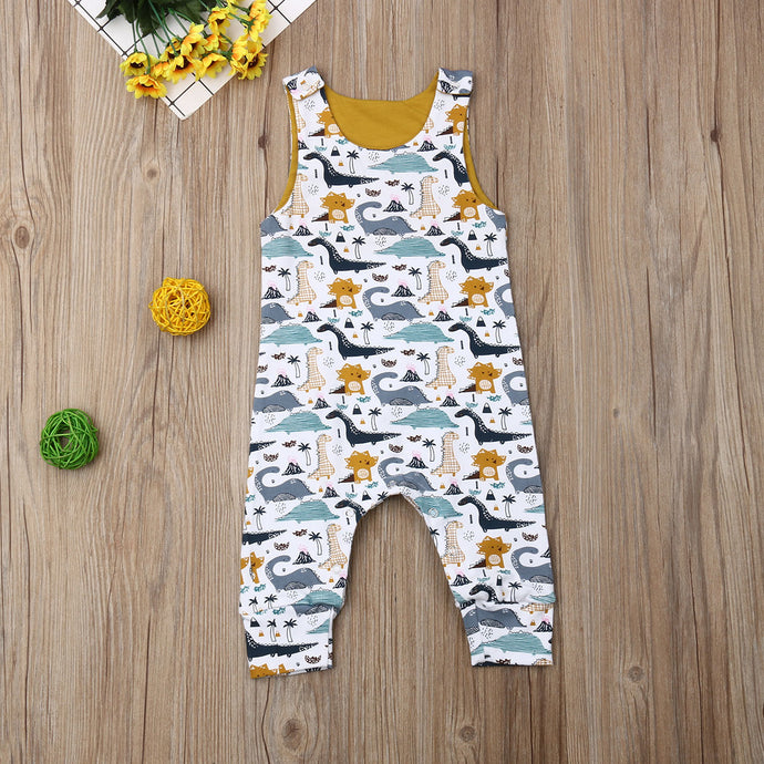 Pudcoco Summer Newborn Baby Boy Girl Clothes Sleeveless Cotton Cute Dinosaur Print Romper Jumpsuit One-Piece Outfit Playsuit