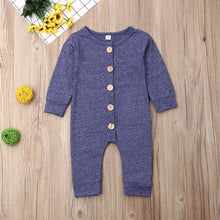 Load image into Gallery viewer, Pudcoco Newborn Baby Boy Girl Clothes Solid Color Cotton Button Romper Jumpsuit One-Piece Outfit Playsuit Autumn Clothes