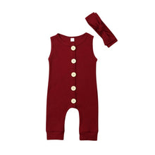 Load image into Gallery viewer, Newborn Baby Boy Girl Knitting Cotton Navy Blue Wine Red White Sleeveless Romper Clothes Outfits T-Shirt Long Pants And Hat 3Pcs