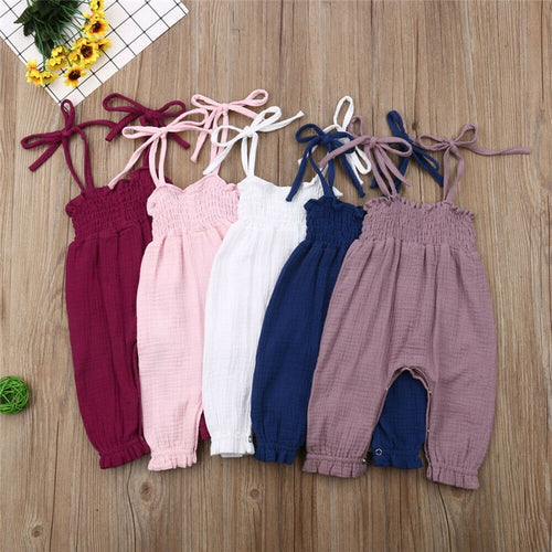 2019 Summer Kids Toddler Baby Girls Sleeveless Bandage Rompers Jumpsuit Overalls Infant Girls Cotton Playsuit Clothes Outfits